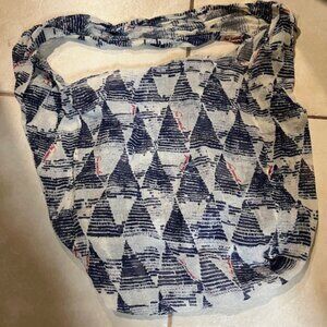 Free People Reusable Bag Gauze Linen Geometric Print Hobo Tote One Strap